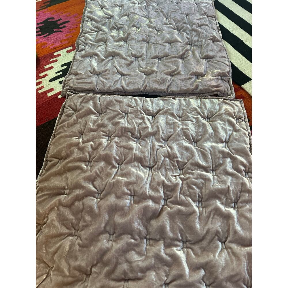 2 West Elm velvet Pillow euro Stitch Cotton blush pink tufted set 26x26”